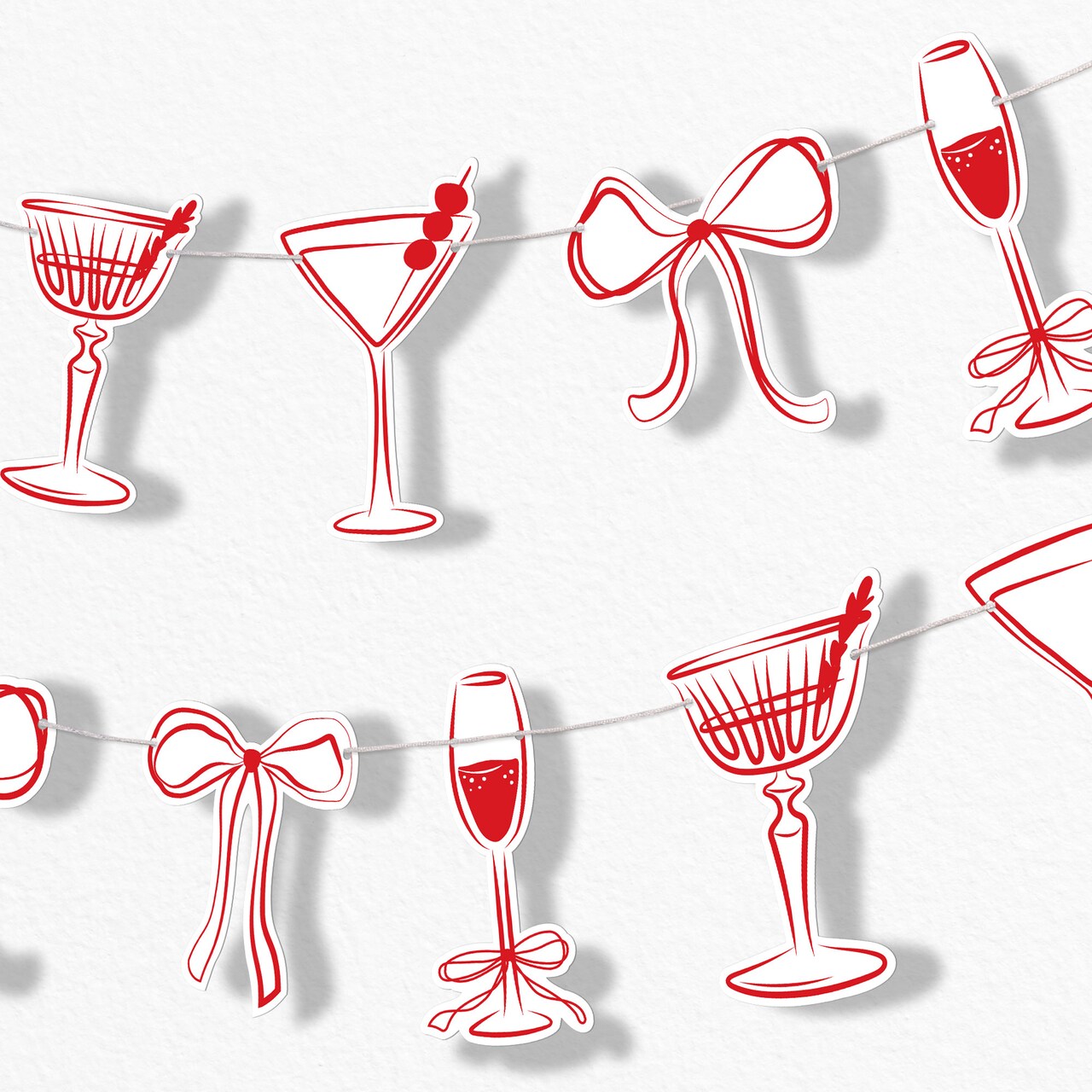 Big Dot of Happiness Drinks with the Girls Garland Banner, Girls Night Birthday or Bachelorette, 30 Feet of Cord, 15 Double-Sided Cocktails & Bows
